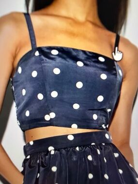NWT! Polka Dot Taffeta Crop Top